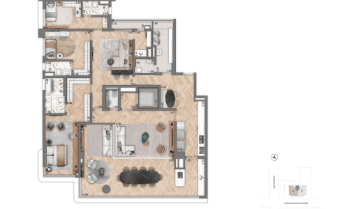 7334 - -Planta-Opção-1 - -3-suítes - -251,00m² - -Torre-1 - - 4º-ao-25º-Andar - - Final-01 - -R03