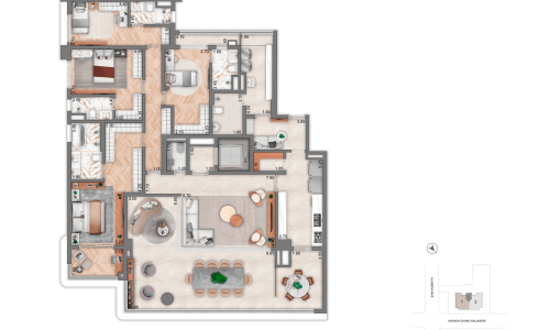 7334 - -Planta-Opção-2 - -4-suítes - -251,00m² - -Torre-1 - - 4º-ao-25º-Andar - - Final-01 - -R03