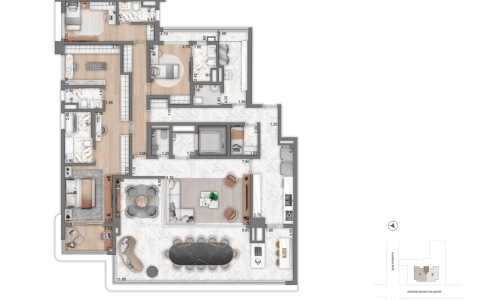 7334 - -Planta-Opção-3 - -3-suítes - -251,00m² - -Torre-1 - - 4º-ao-25º-Andar - - Final-01 - -R03