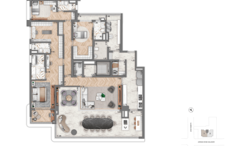 7334 - -Planta-Opção-4 - -4-suítes - -251,00m² - -Torre-1 - - 4º-ao-25º-Andar - - Final-01 - -R03